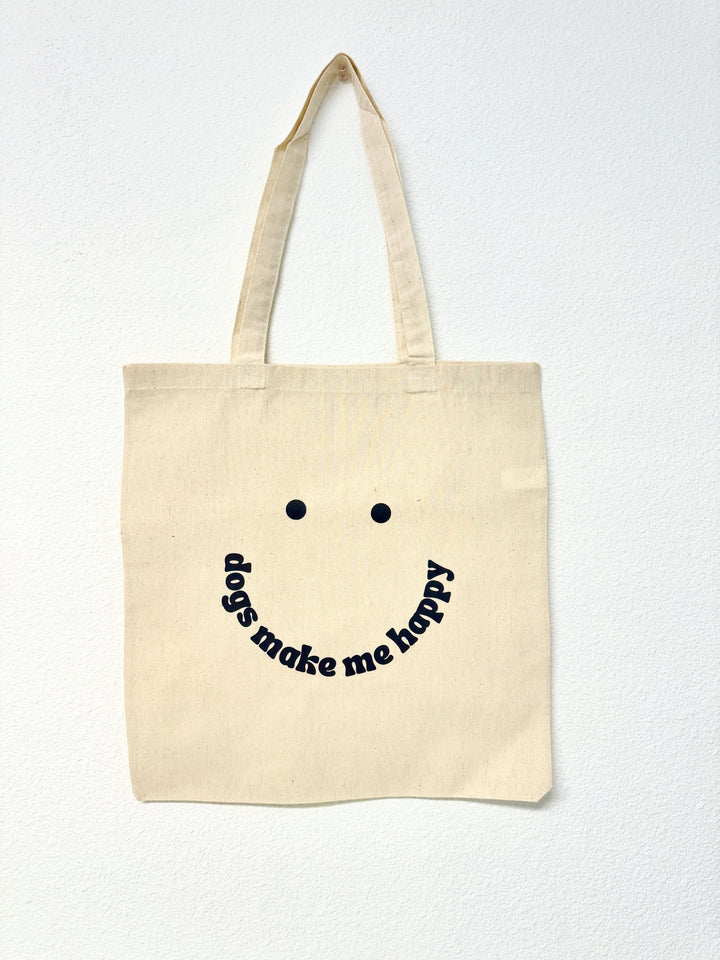 Dogs Make Me Happy Canvas Tote Bag