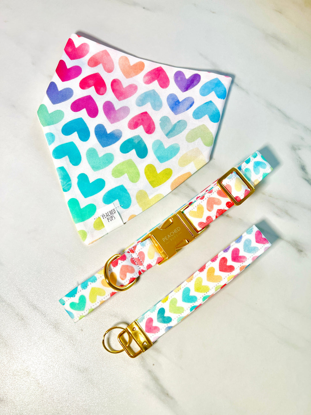 Rainbow Hearts Key Fob