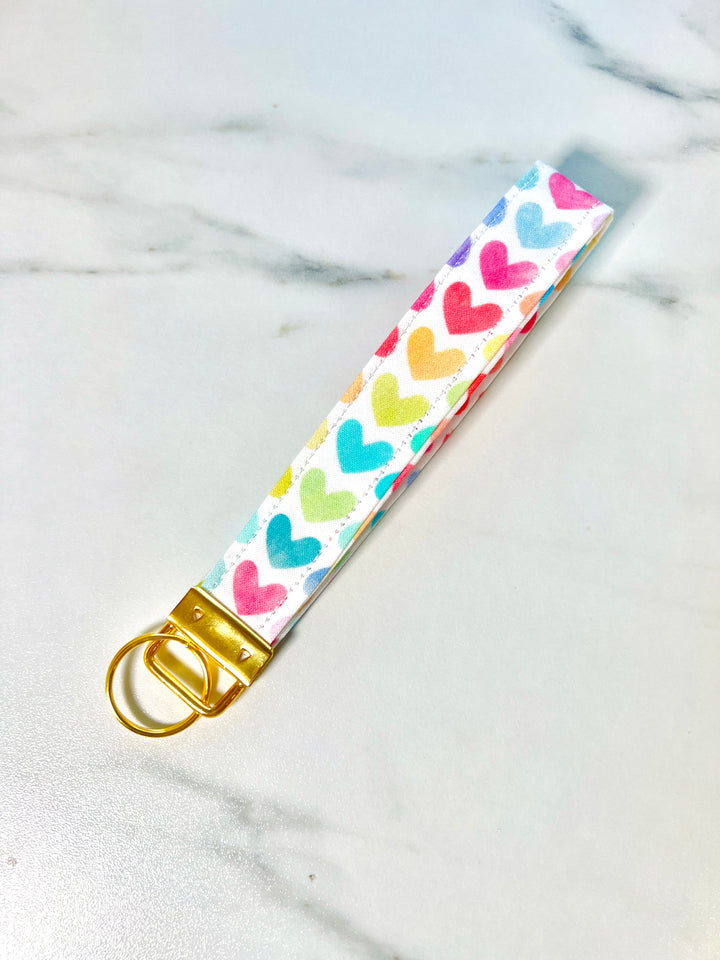 Rainbow Hearts Key Fob
