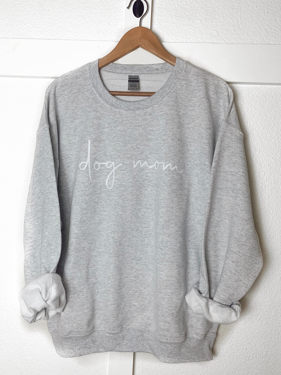 cursive dog mom sweatshirt