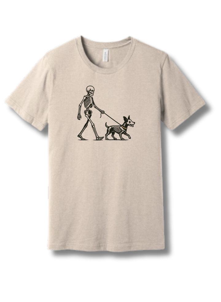 Skeleton Walking Dog Halloween T-Shirt