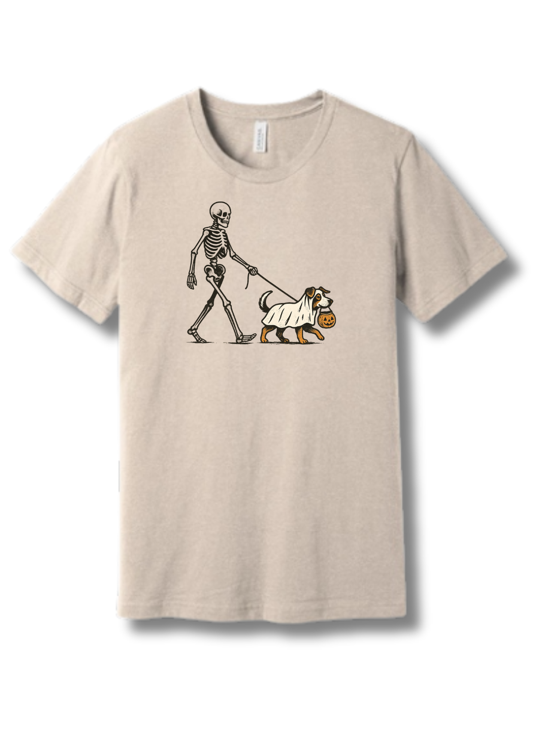 Skeleton Walking Ghost Dog Halloween T-Shirt