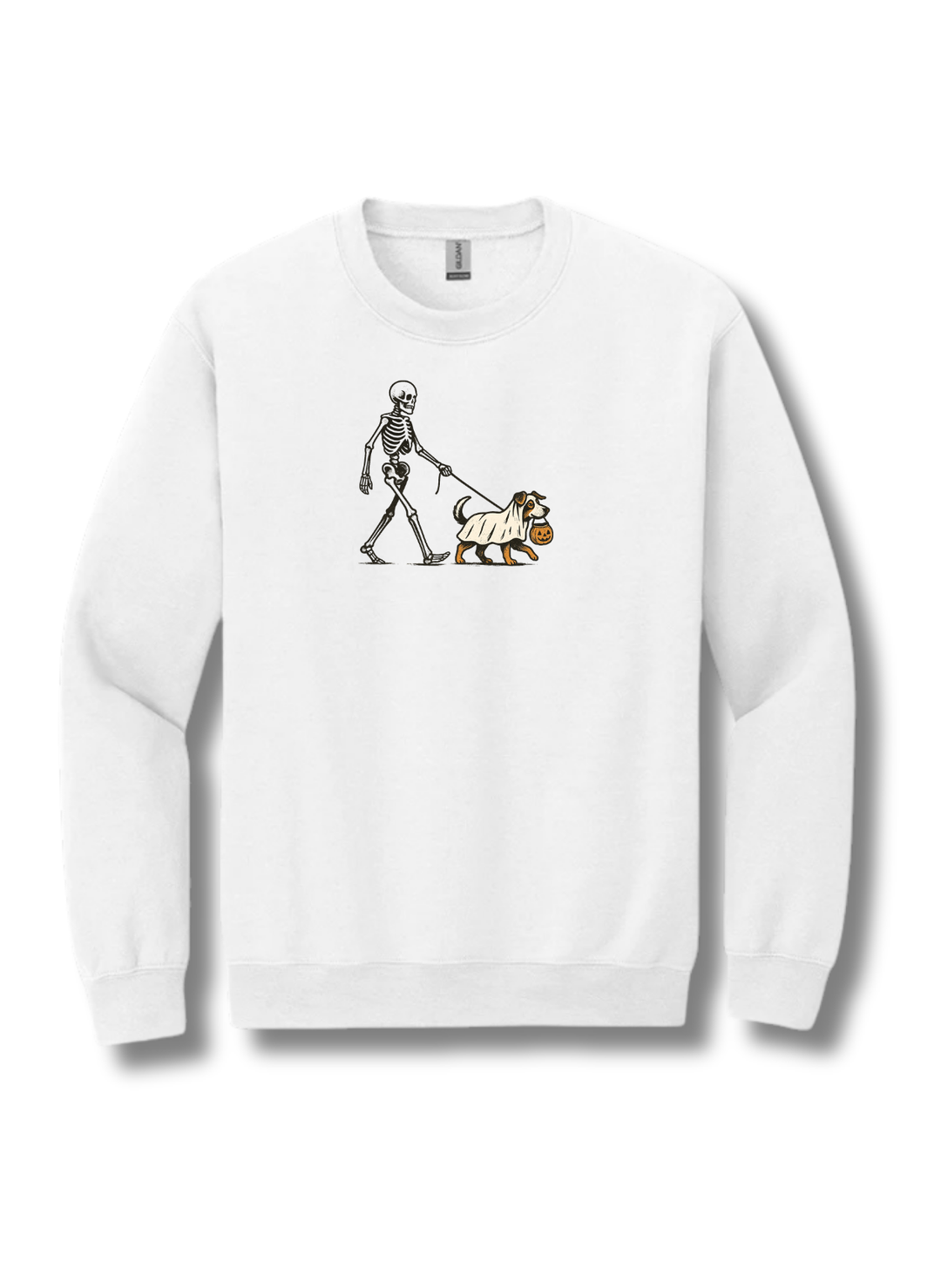 Skeleton Walking Ghost Dog Halloween Sweatshirt