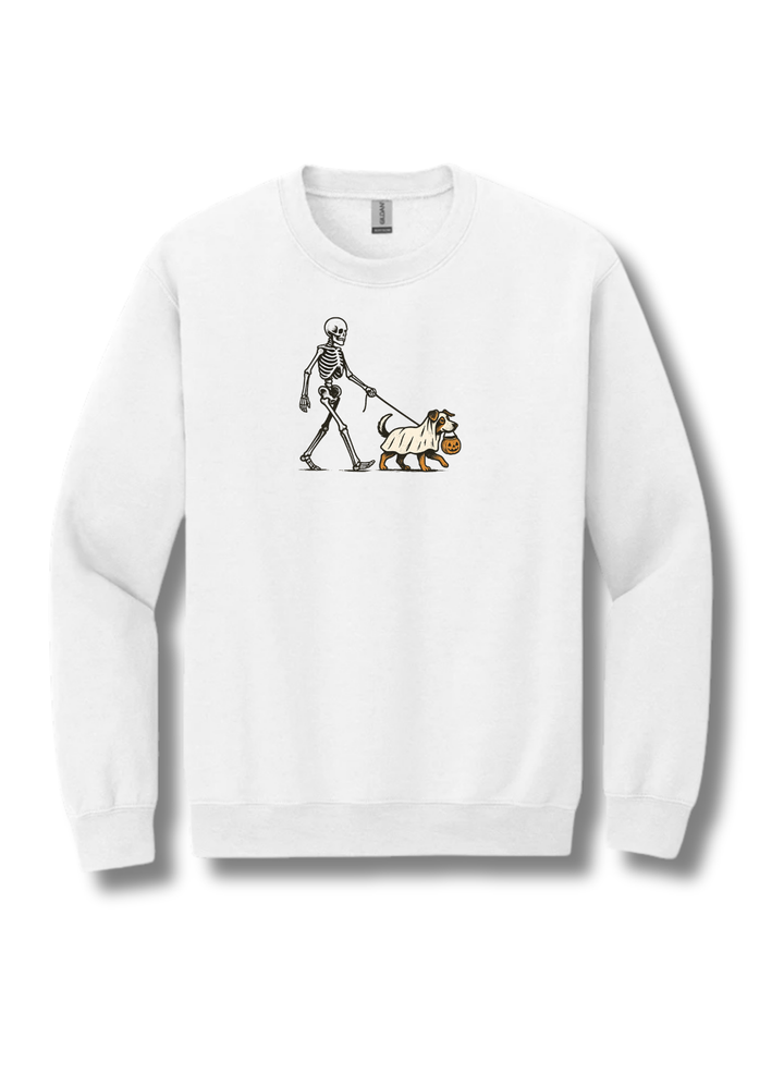 Skeleton Walking Ghost Dog Halloween Sweatshirt