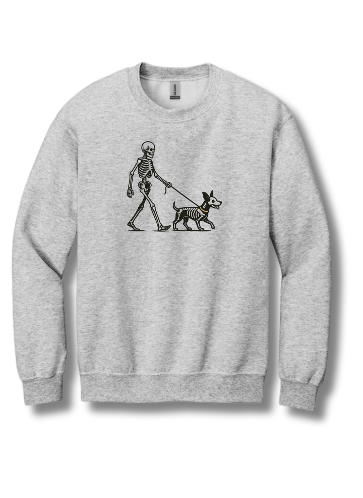 Skeleton Walking Dog Halloween Sweatshirt