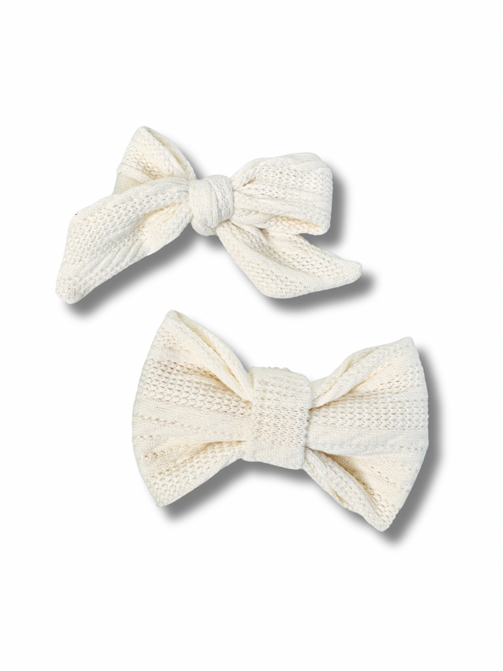Cream Sweater Dog Bow