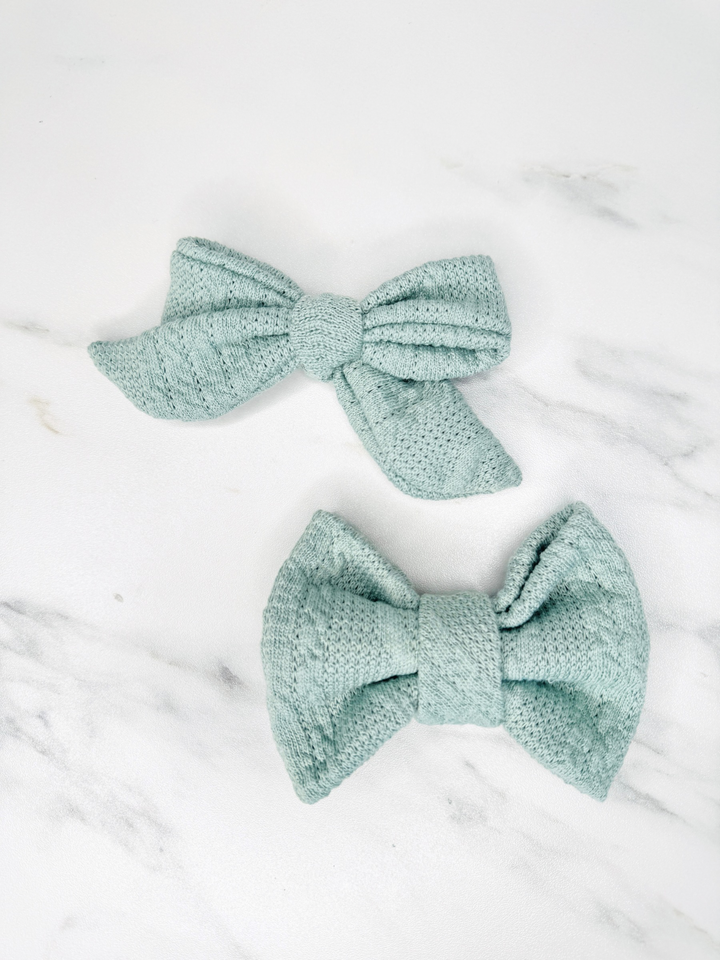 Sage Green Sweater Dog Bow