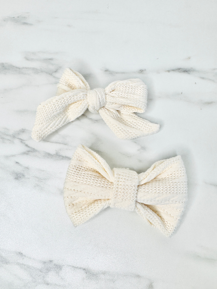 Cream Sweater Dog Bow