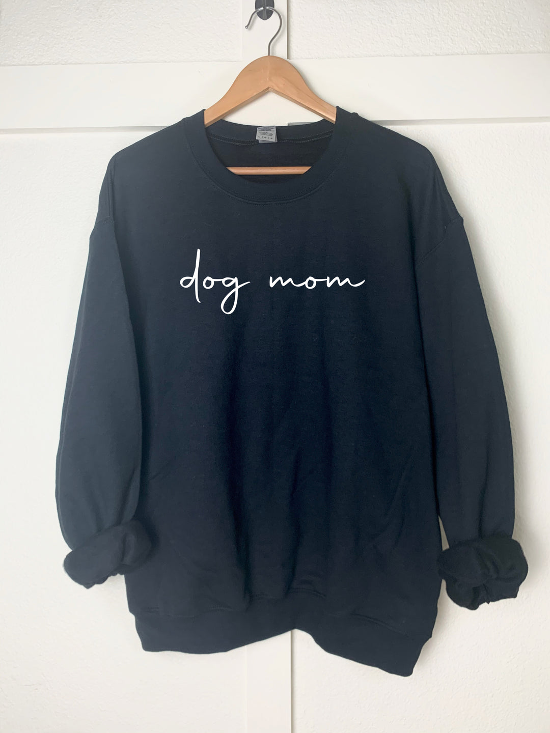 cursive dog mom sweatshirt